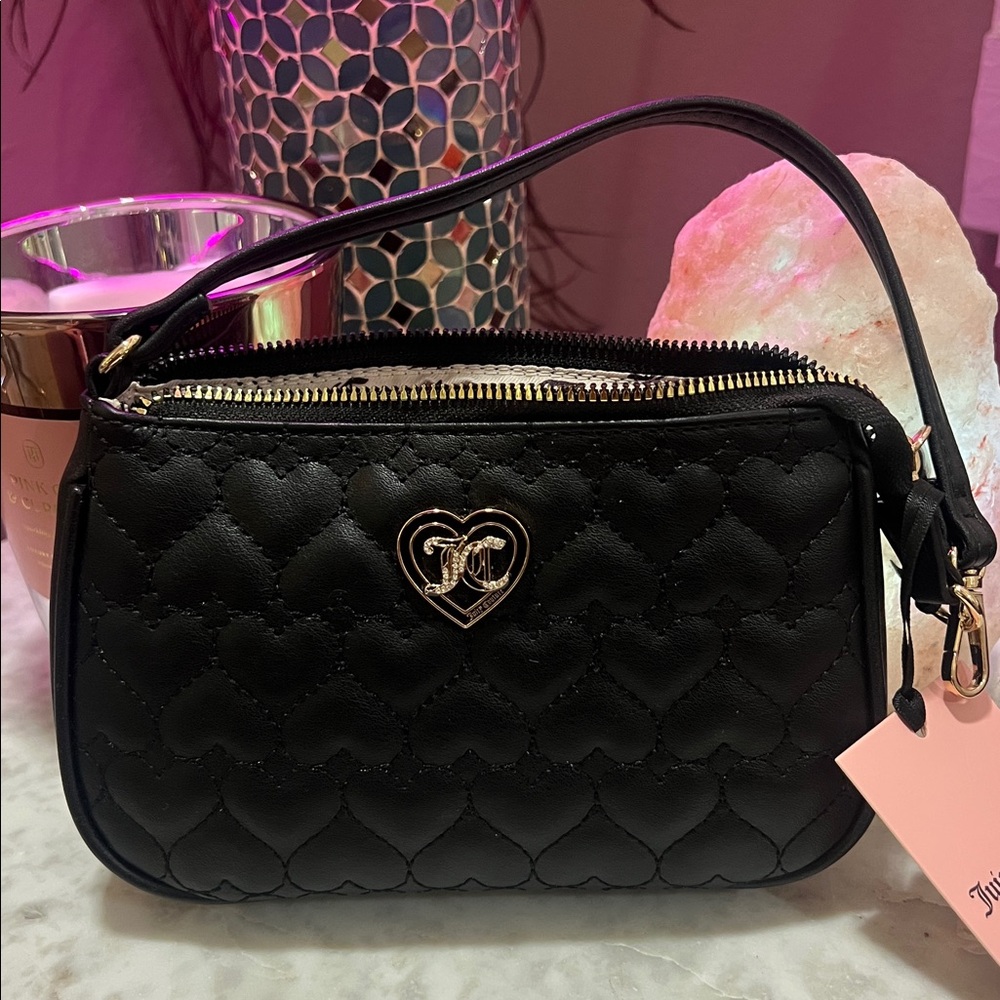 Juicy Couture Black Heart-Quilted Shoulder Bag
